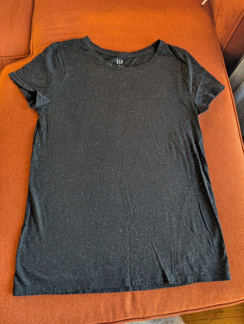 GAP Black Sparkle Favorite Tee Short Sleeve Crew Neck